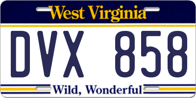WV license plate DVX858