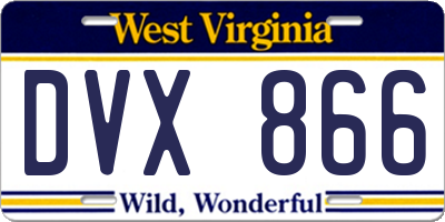 WV license plate DVX866