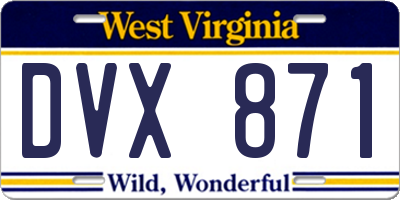 WV license plate DVX871