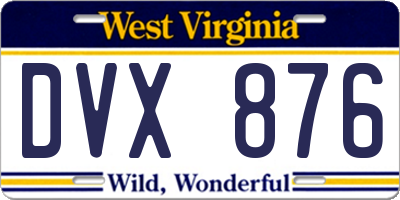 WV license plate DVX876