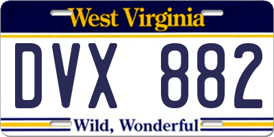 WV license plate DVX882