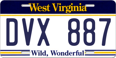 WV license plate DVX887