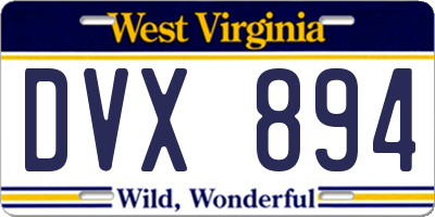WV license plate DVX894