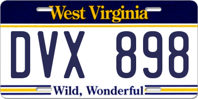 WV license plate DVX898