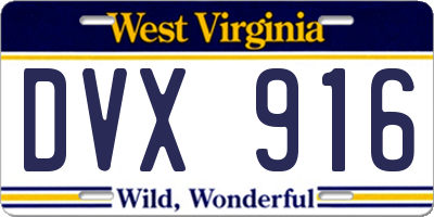 WV license plate DVX916