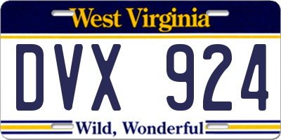 WV license plate DVX924