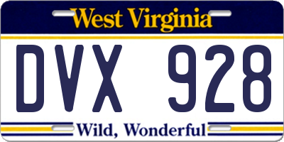 WV license plate DVX928