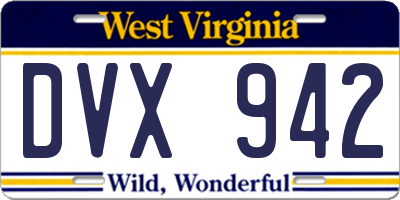 WV license plate DVX942