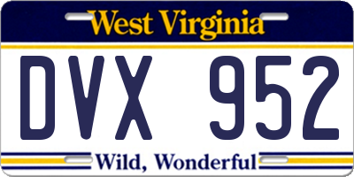 WV license plate DVX952