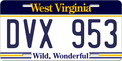 WV license plate DVX953