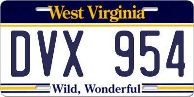 WV license plate DVX954