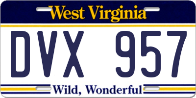 WV license plate DVX957