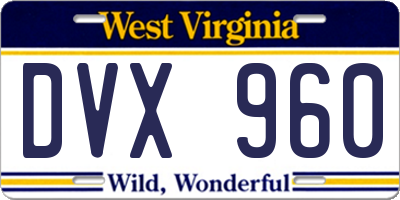 WV license plate DVX960