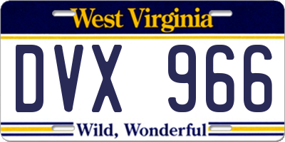 WV license plate DVX966