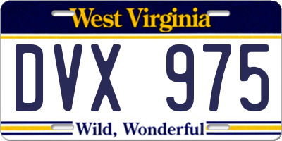 WV license plate DVX975