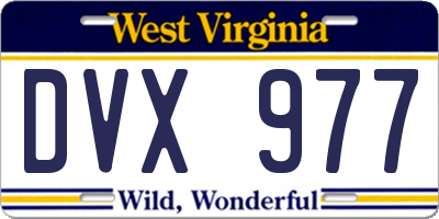 WV license plate DVX977