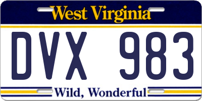 WV license plate DVX983