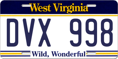 WV license plate DVX998