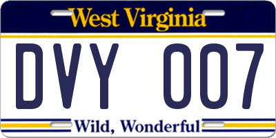 WV license plate DVY007