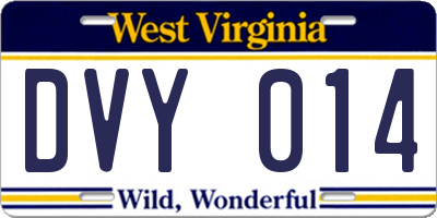 WV license plate DVY014