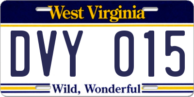 WV license plate DVY015