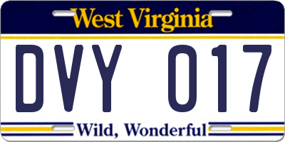 WV license plate DVY017