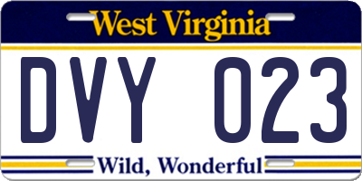 WV license plate DVY023