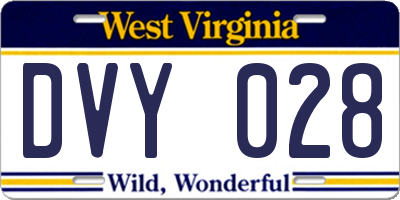 WV license plate DVY028