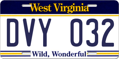 WV license plate DVY032