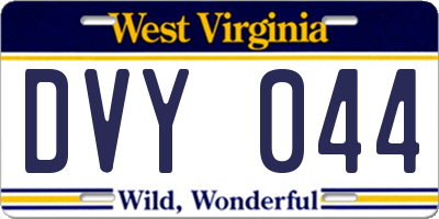 WV license plate DVY044