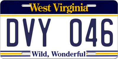 WV license plate DVY046