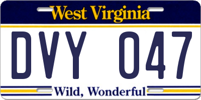 WV license plate DVY047