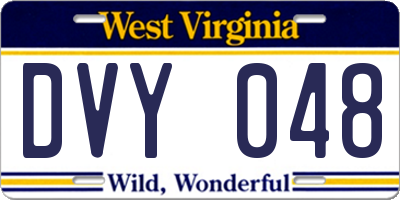WV license plate DVY048
