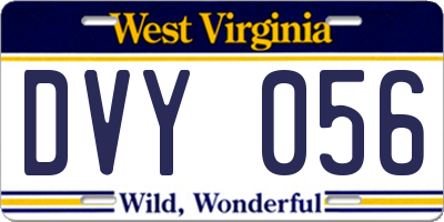 WV license plate DVY056