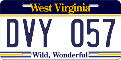 WV license plate DVY057