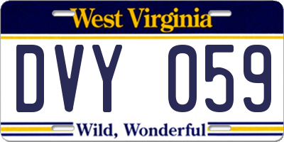 WV license plate DVY059