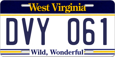 WV license plate DVY061