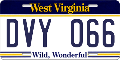 WV license plate DVY066