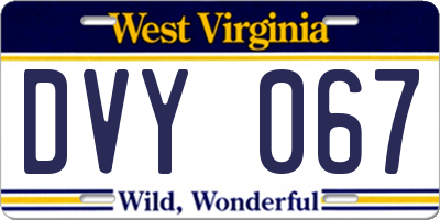 WV license plate DVY067