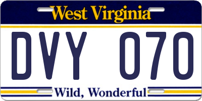 WV license plate DVY070