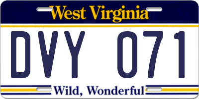 WV license plate DVY071