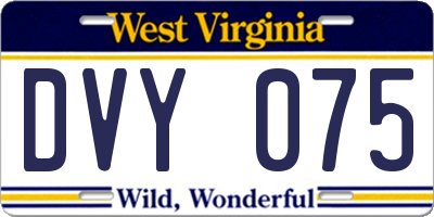 WV license plate DVY075