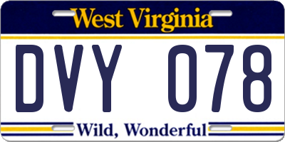 WV license plate DVY078