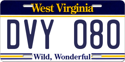 WV license plate DVY080