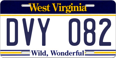 WV license plate DVY082