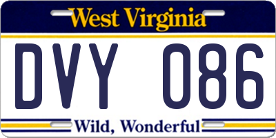 WV license plate DVY086