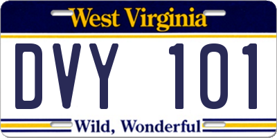 WV license plate DVY101