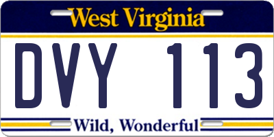 WV license plate DVY113
