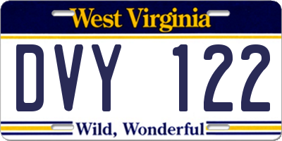 WV license plate DVY122