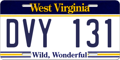 WV license plate DVY131